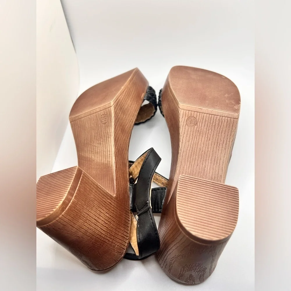Black Braided Strap Sandals